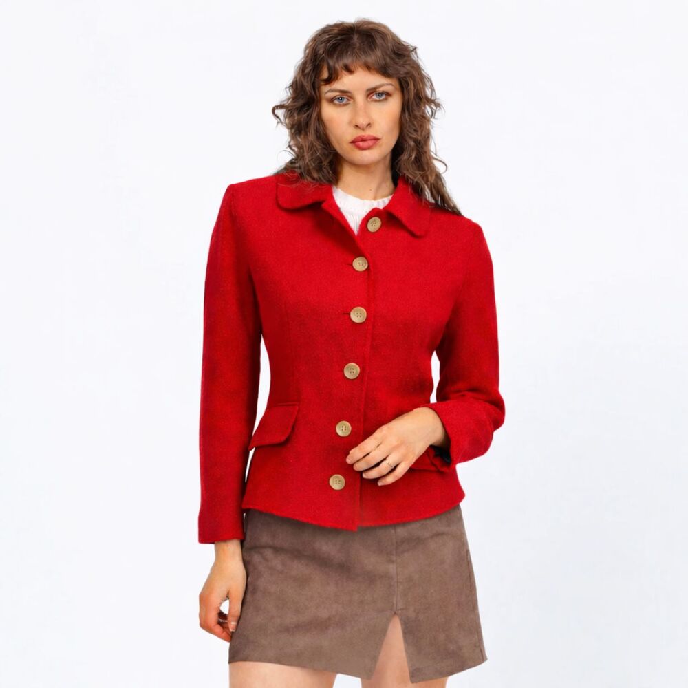 Carlisle Wool Blend Cardigan, Bright Red | sz. 8 | Vintage | EUC